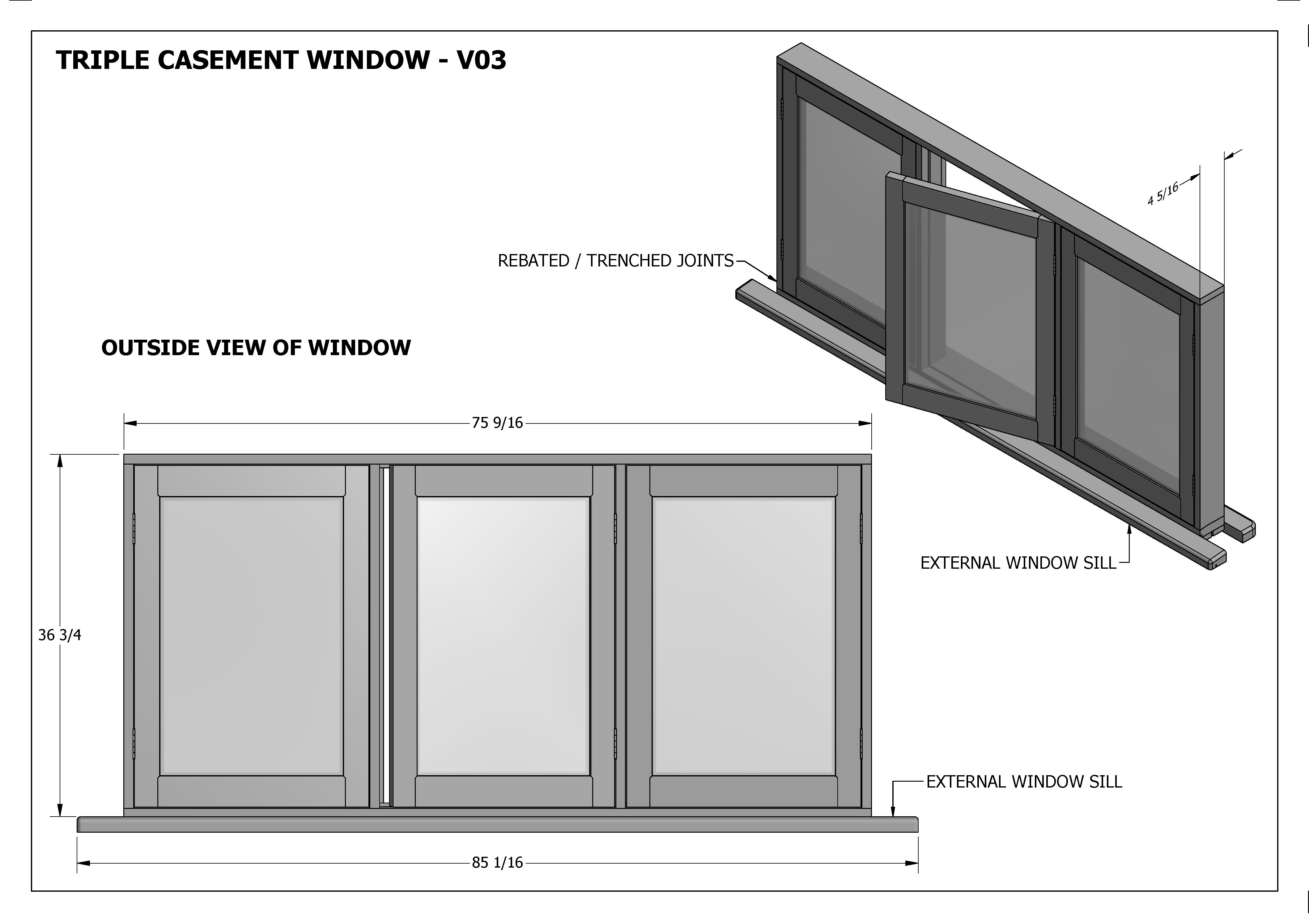 Timber Casement Windows V03 Building Plans 2d And 3d Make Your Own And Save Ebay 